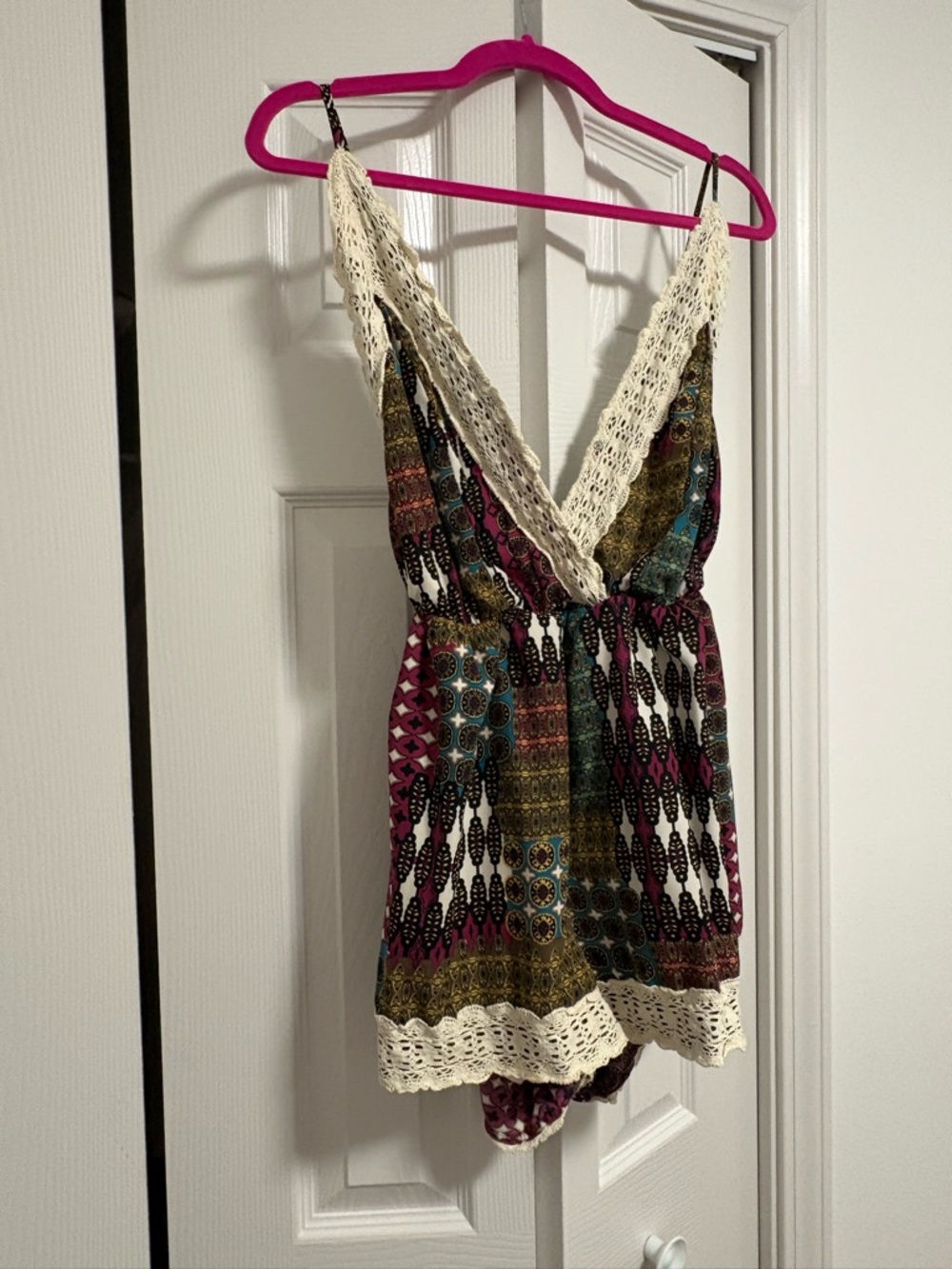 ILLA ILLA Cream Trim Multicolor Patterned Romper